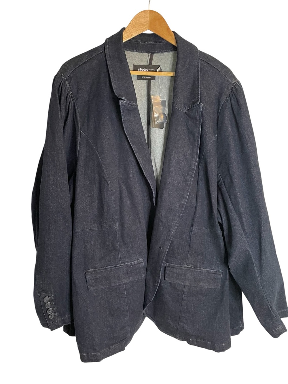 torrid Studio Denim Button Front Blazer Dark Blue Size 6X/ 30 New Ozone preppy